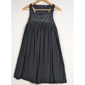 Monteau Black Sleeveless Pleated Blouse Size S Faux Leather